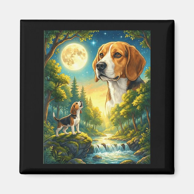 Imán Aullando a la luna meme animal perro beagle  (Frente)