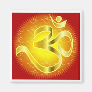 Imán Aum o símbolo de OM en amarillos y rojos