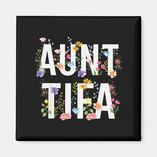 Imán Aunt Tifa - Retro Wildflowers Floral Feminist Mom  (Frente)