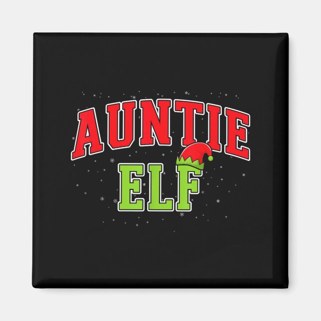 Imán Auntie Elf Christmas Family Matching Group Xmas Si (Frente)