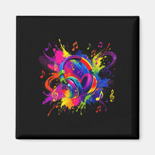 Imán Auriculares coloridos con obra de arte de notas mu