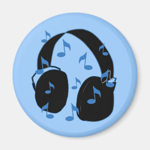 Imán Auriculares con notas musicales para bebé en azul