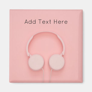 Imán Auriculares rosas con cables