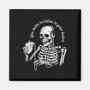 Imán Auriculares Skeleton Corazón Música Gótica Hallowe