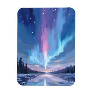 Imán Aurora Boreal Acuarela Luces del Norte Pintado