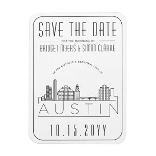 Imán Austin, Boda TX Estilized Skyline Guardar la fecha