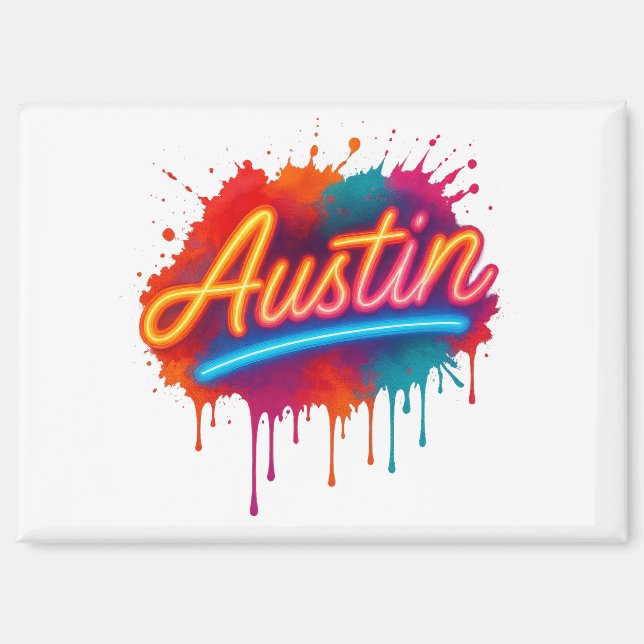 Imán Austin Neon Street Art & Poster Design (Anverso)