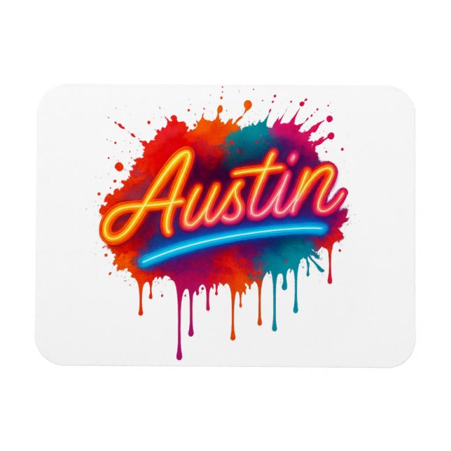 Imán Austin Neon Street Art & Poster Design (Horizontal)