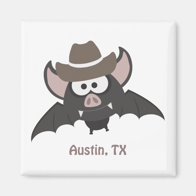 Imán Austin Texas Cute Personalizado Cowboy Bat (Frente)