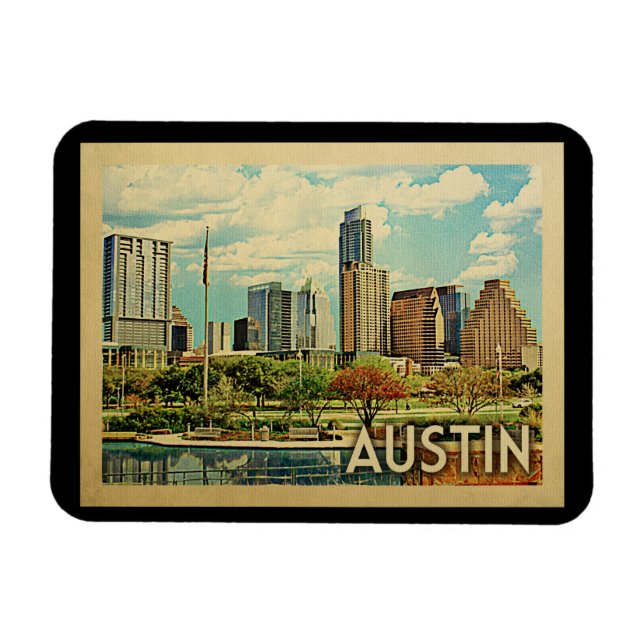 Imán Austin Texas Vintage Travel (Horizontal)