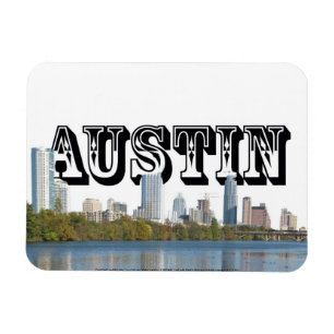 Imán Austin TX Skyline con Austin en el Sky Magnet
