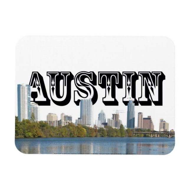 Imán Austin TX Skyline con Austin en el Sky Magnet (Horizontal)