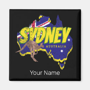 Imán Australia Australia Retro Kangaroo Y Vintage De Ba
