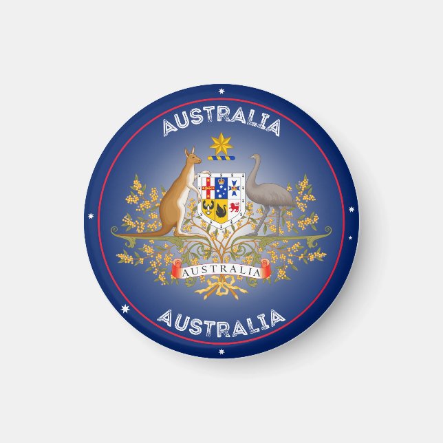 Imán Australia Forma de círculo del escudo de armas (Frente)