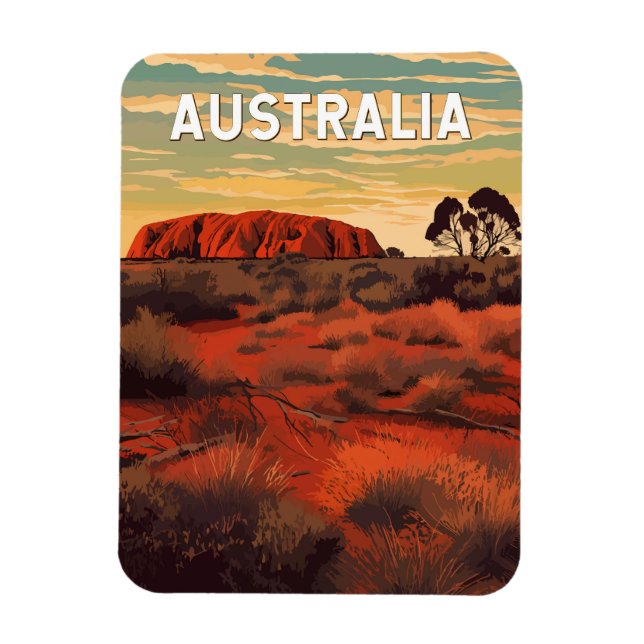 Imán Australia Ilustracion Viaje de arte (Vertical)