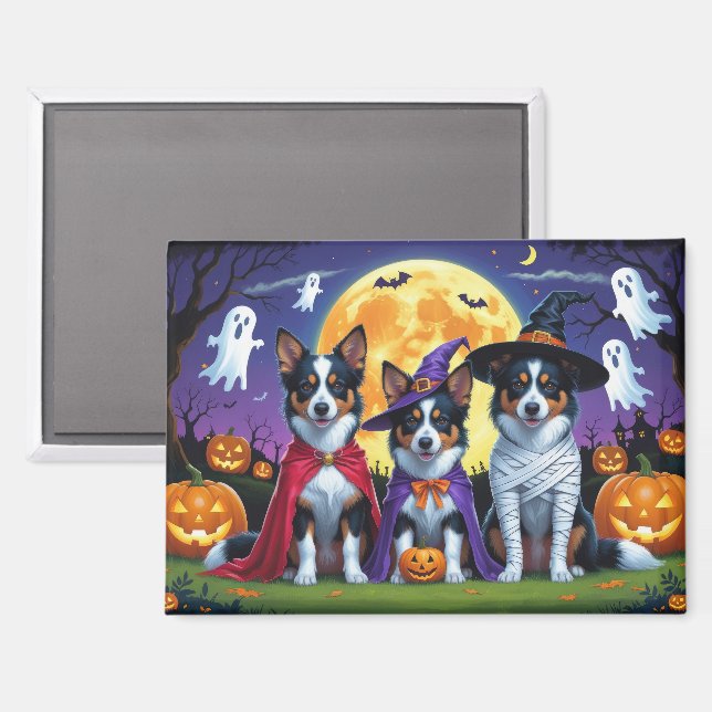 Imán Australia Kelpies Dogs Calabaza Halloween Funny (Anverso/Reverso)