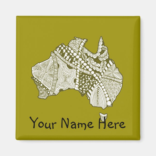 Imán Australia Mapa de arte de Doodle (Frente)
