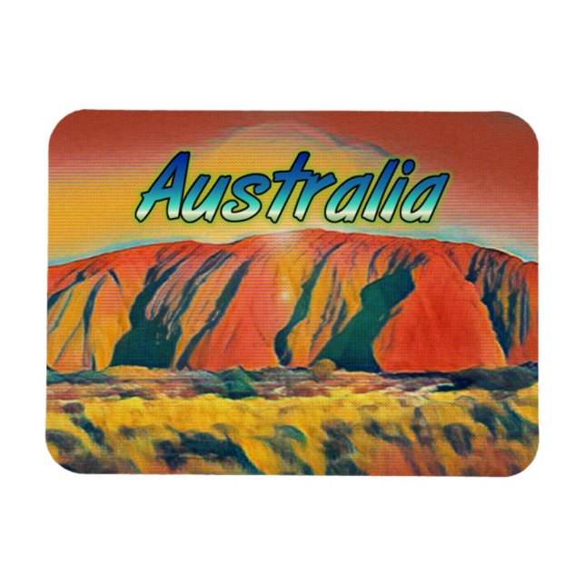 Imán Australia Uluru Ayers Rock surrealista (Horizontal)
