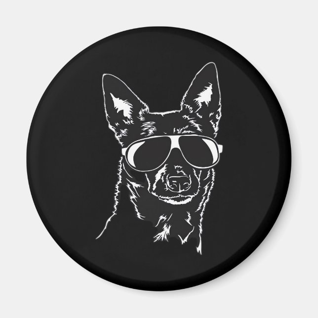 Imán Australian Kelpie cool perro gafas de sol Classic  (Frente)