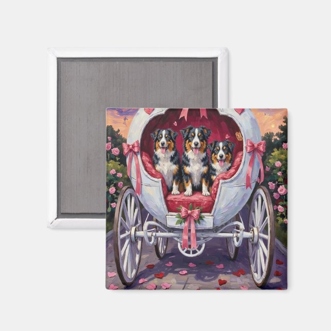 Imán Australian Shepherd Dog Valentine's Day  (Anverso/Reverso)