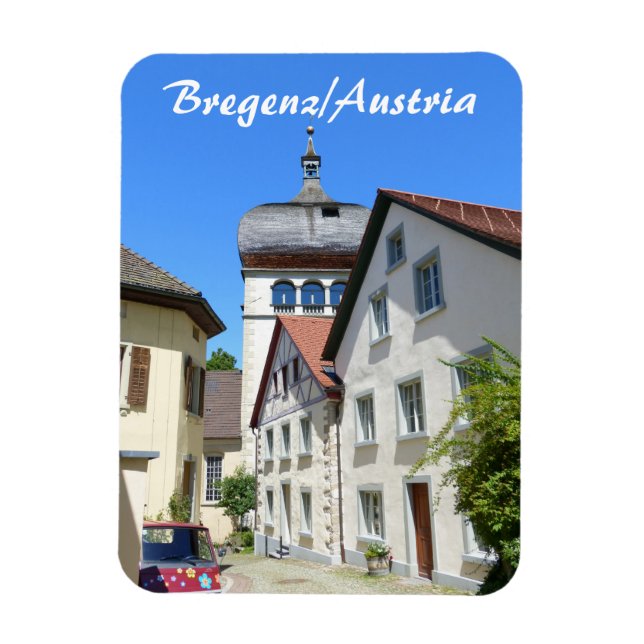 Imán Austria, recuerdo del casco antiguo de Bregenz (Vertical)