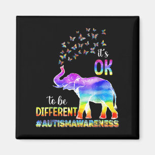 Imán Autism Awareness Butterfly Elephant Está bien ser