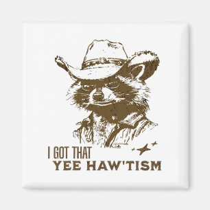 Imán Autism Awareness Cowboy Raccoon Tengo Que Yee Haw