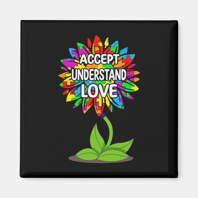 Imán Autism Awareness Daisy Sunflower For Mom Men Kids  (Frente)