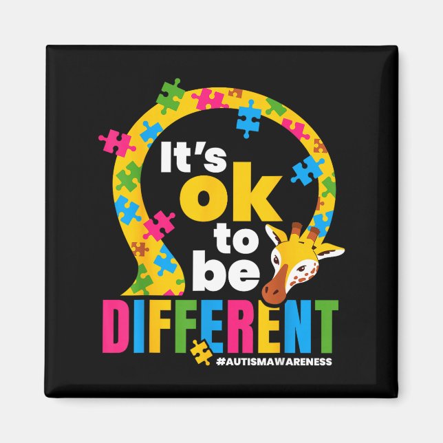 Imán Autism Awareness Giraffe It’s Ok To Be Different G (Frente)