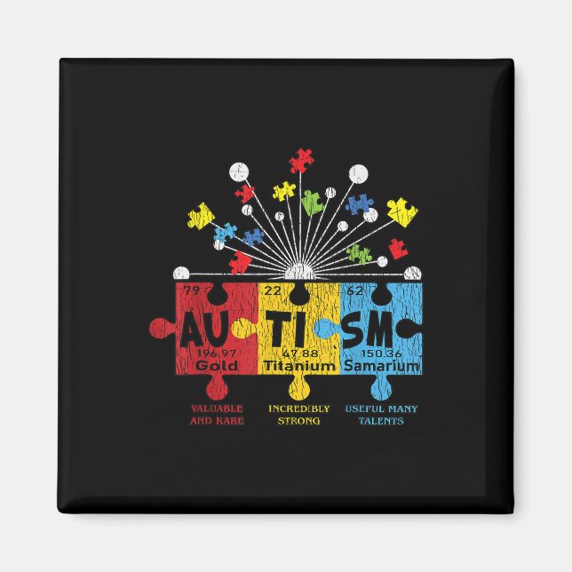 Imán Autism Awareness Puzzle Elementos químicos Periódi (Frente)