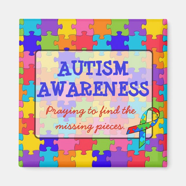 Imán Autism Awareness Ribbons Rompecabezas Piezas Magne (Frente)