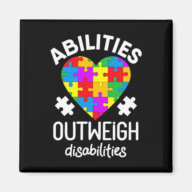 Imán Autism Awareness Teacher Abilities mejor que Disab (Frente)