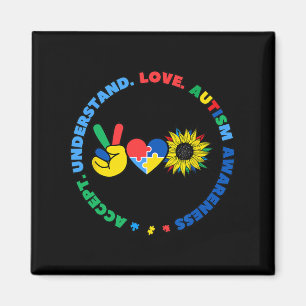 Imán Autisme Kids Superheroes Sunflower Peace Hand Rótu
