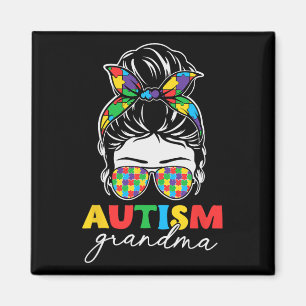 Imán Autismo Abuela Messy Bun Byndana Autism Awareness