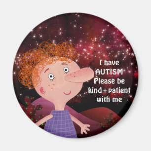 Imán AUTISMO APRENDIZAJE LAPEL Red Hair Boy Burgunde