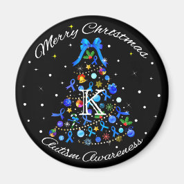 Imán Autismo Árbol de Navidad Azul