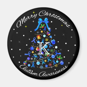 Imán Autismo Árbol de Navidad Azul