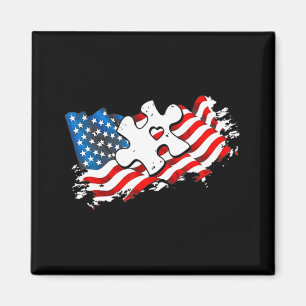 Imán Autismo Bandera Americana Rompe Autismo Ayuda de C