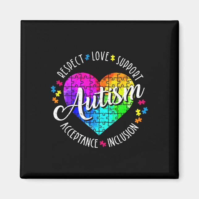 Imán Autismo Conciencia Corazón Respeto Apoyo al amor E (Frente)
