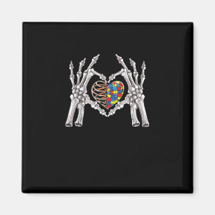 Imán Autismo Conciencia Cráneo Gótico Mano Autismo Romp