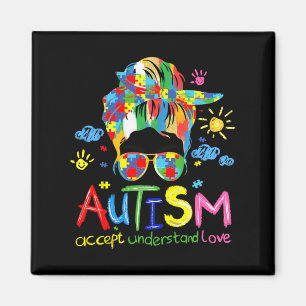 Imán Autismo de pincel Concienciación Acepta Amor Diabl