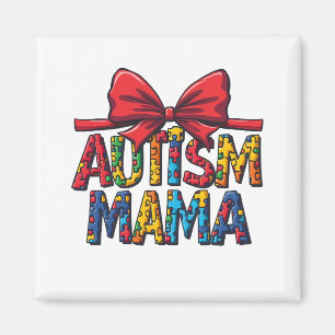 Imán Autismo Mama Bow Coquette Mom Autism Awareness