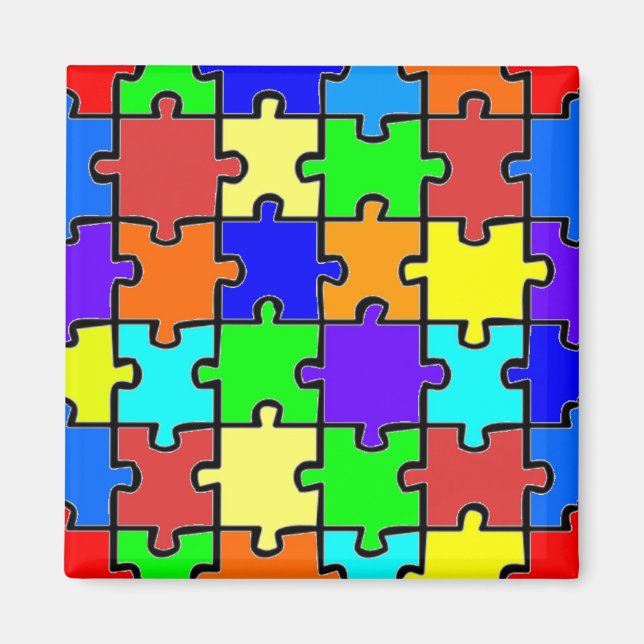 Imán Autismo Sensibilización Rompecabezas Piezas Magníf (Frente)