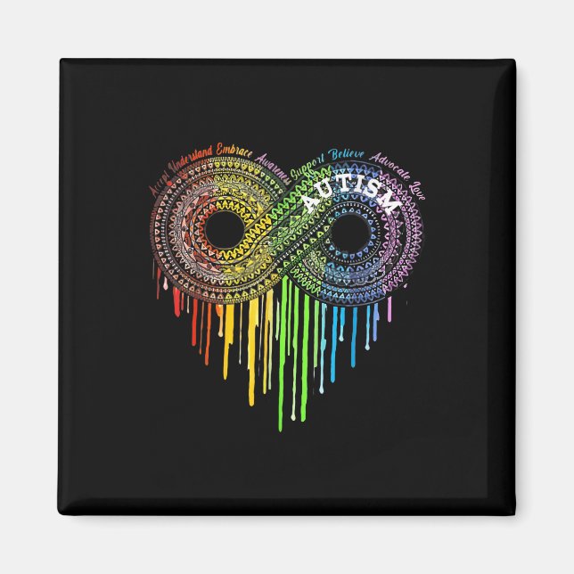 Imán Autismo Símbolo Infinito Arcoiris Concienciación (Frente)