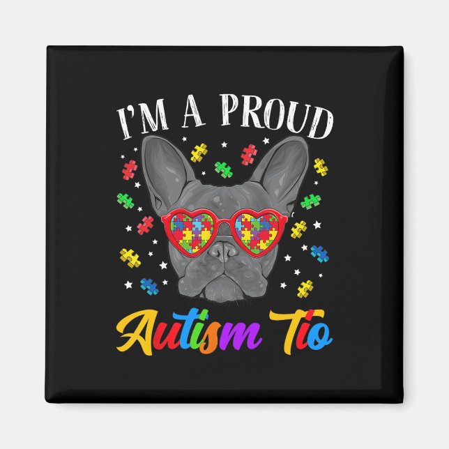 Imán Autismo Tío Bulldog Francés Gles De Rompecabezas D (Frente)