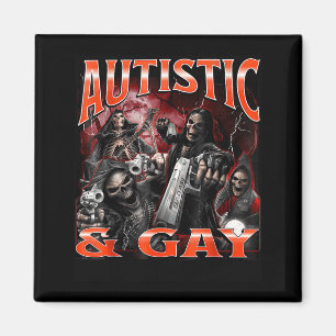 Imán Autista y gay divertido esqueleto duro meme bootle