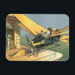 Imán Auto convertible de vintage Science Ficción Steamp<br><div class="desc">Ilustracion Vintage Victoriano futurista viajes y transporte ciencia ficción diseño de punk de vapor con un auto convertible volador con alas. El chófer está a punto de aterrizar su coche futurista (o es un avión) en la tienda de chocolates en el futuro. Un clásico diseño de ciencia ficción de historietas...</div>