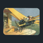 Imán Auto convertible de vintage Science Ficción Steamp<br><div class="desc">Ilustracion Vintage Victoriano futurista viajes y transporte ciencia ficción diseño de punk de vapor con un auto convertible volador con alas. El chófer está a punto de aterrizar su coche futurista (o es un avión) en la tienda de chocolates en el futuro. Un clásico diseño de ciencia ficción de historietas...</div>