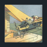 Imán Auto convertible de vintage Science Ficción Steamp<br><div class="desc">Ilustracion Vintage Victoriano futurista viajes y transporte ciencia ficción diseño de punk de vapor con un auto convertible volador con alas. El chófer está a punto de aterrizar su coche futurista (o es un avión) en la tienda de chocolates en el futuro. Un clásico diseño de ciencia ficción de historietas...</div>