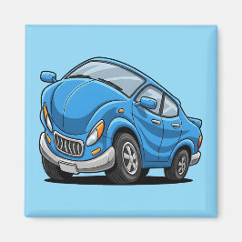 Imán Auto de dibujos animados azul deformado